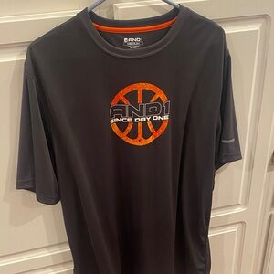 AND1 Men's Charcoal and Orange Basketball Tee